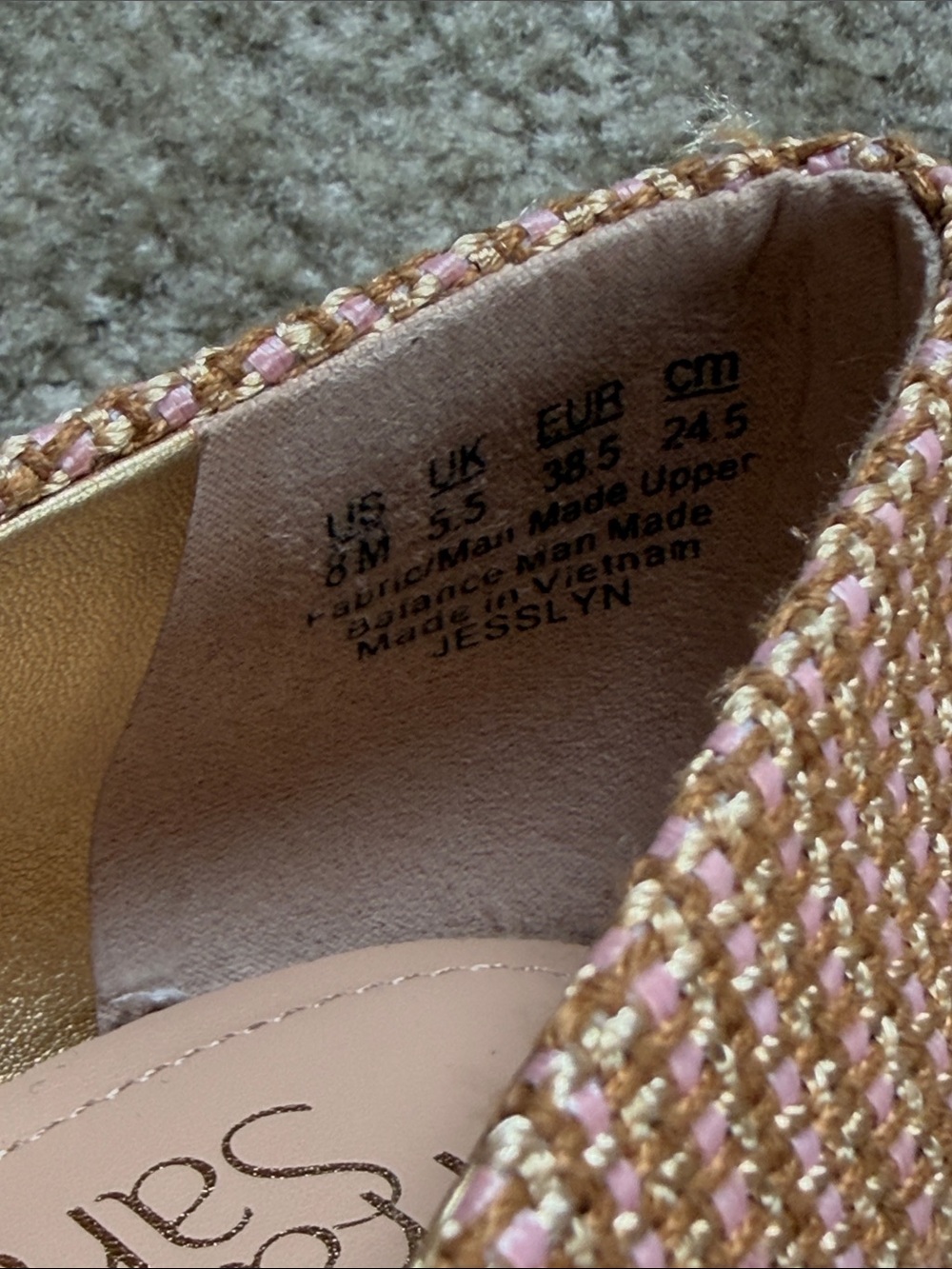 Franco Sarto Women’s Pink Tan Gold Metallic Block Heel Pumps - Picture 6 of 7